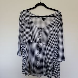 Torrid Blue Gingham Long Sleeve Blouse